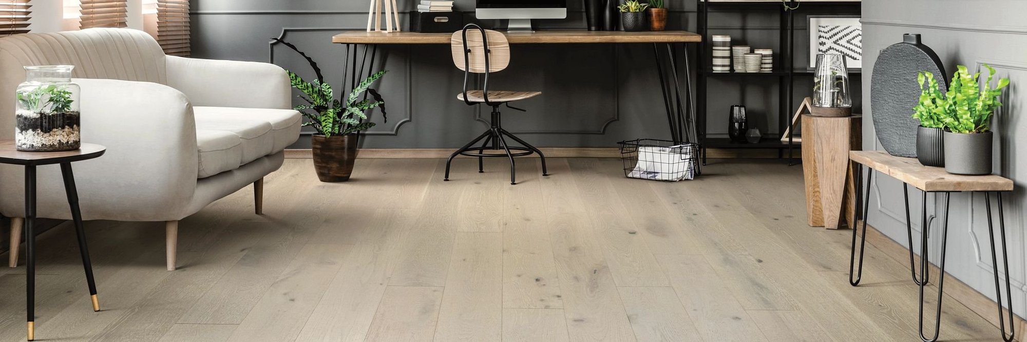 Living room with wood-look laminate flooring from Matson Rugs, Inc in Berlin, CT